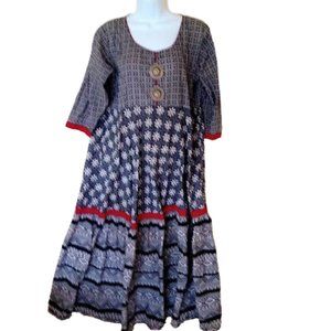 Black, White, Red Authentic Anarkalis Indian Dress Size XL